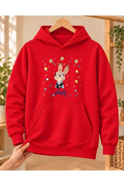 Mor Mürekkep Hanorac unisex cu glugă cu imprimeu Judy Square din Zootropolis ...