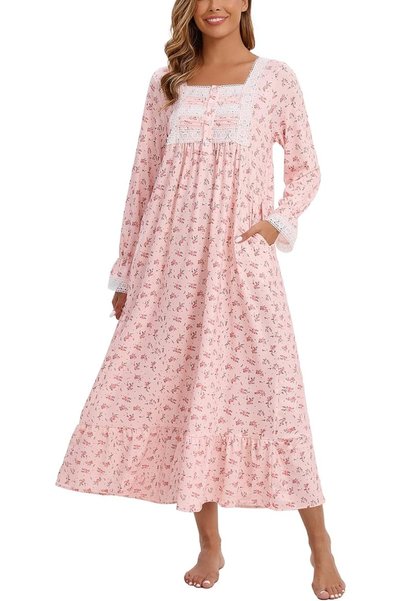 RUBEHOOW womens Women's Victorian Long Nightgown With Pockets Nightgown (pack...