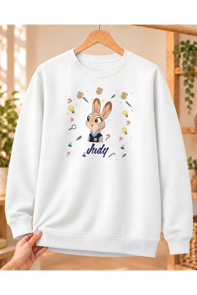 Mor Mürekkep Hanorac unisex cu gât rotund, cu imprimeu cu model Judy Square d...