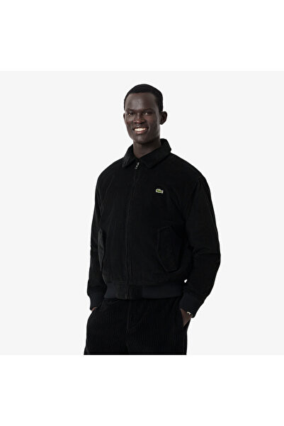 Lacoste Erkek Regular Fit Kadife Siyah Bomber Ceket