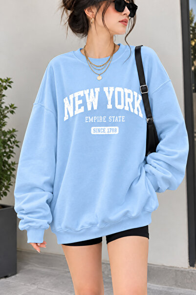 FAVORİST New York Empire State ženska majica sa širokim krojem, trostruki kon...