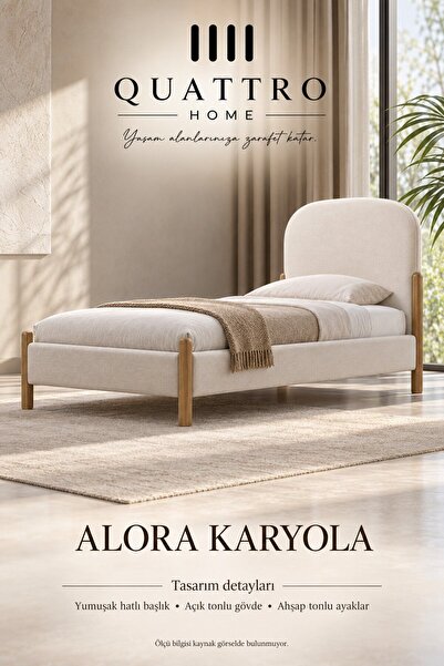 QUATTRO HOME Alora Tek Kişilik Döşemeli Karyola-95 × 195 × 105 cm