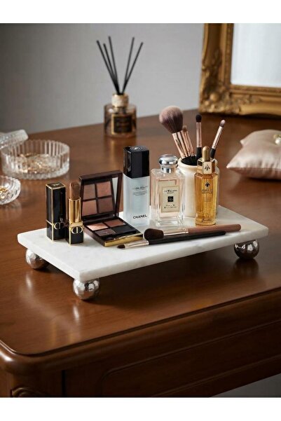Mirsa Global Decorative Marble Organizer Bathroom Coffee Table Makeup Organiz...