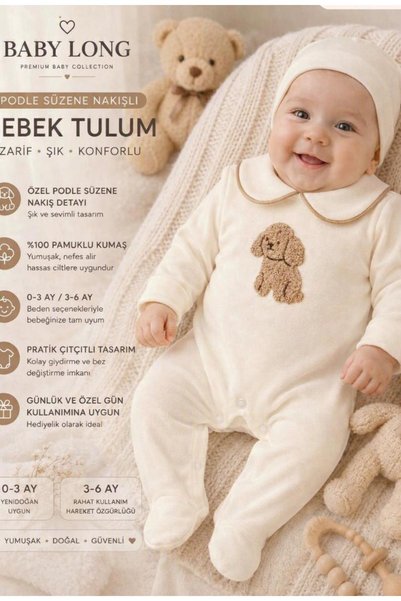 baby long podle süzene nakışlı naturel tulum