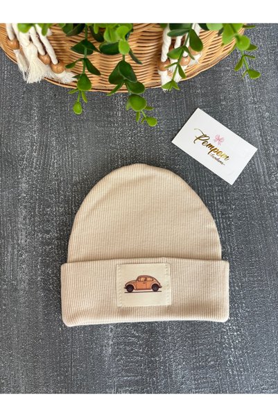 pempem bandana قبعة كاشكورسول للأطفال الأولاد مع شكل سيارة، لون بيج، هدية للأطفال