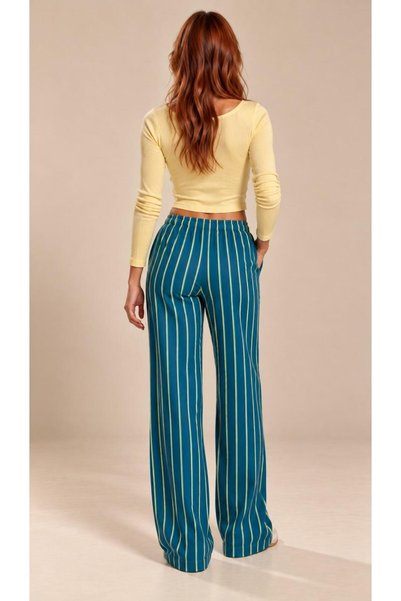 ALEXANDERGARDI Striped Elastic Waist Wide Leg Sweatpants