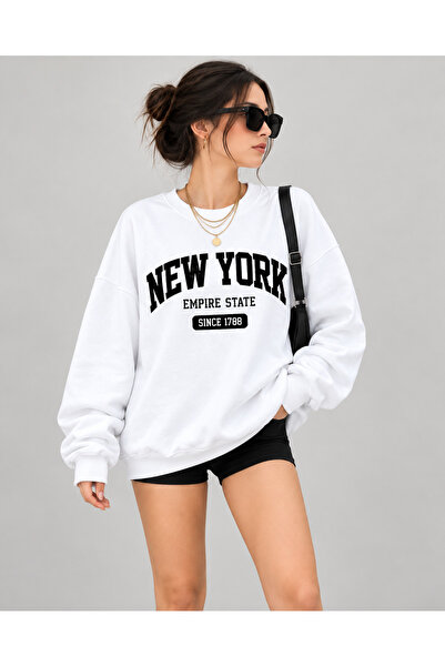 FAVORİST New York Empire State ženska majica sa širokim krojem, trostruki kon...
