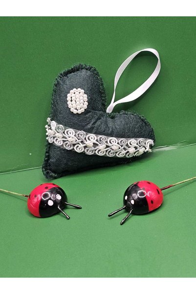OEM Emerald Green Felt Heart Pin Cushion with Lace
