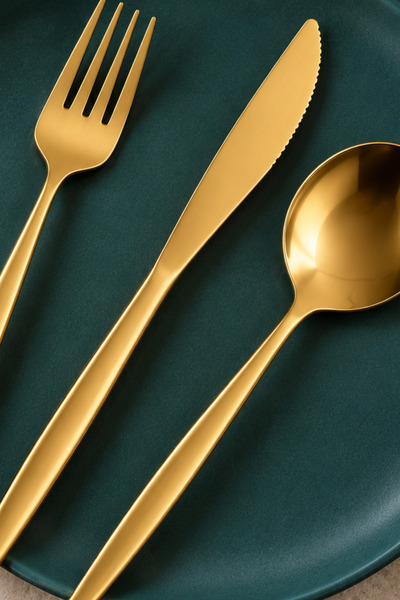 BEYZANA 30 Parça Gold Çatal Bıçak Kaşık Takımı