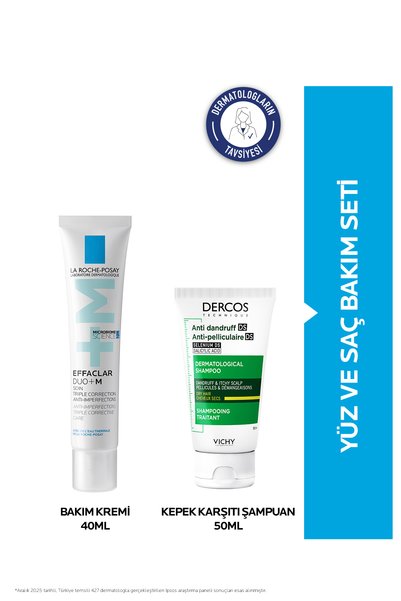La Roche Posay Yüz ve Saç Bakım Seti: Effaclar Duo (+)M Bakım Kremi 40 ml & D...
