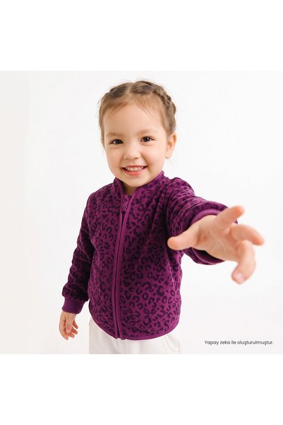 ebebek Hello Baby HelloBaby Kız Bebek Polar Hırka Leopar Baskılı Fermuarlı Di...