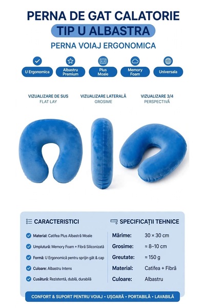 OEM Perna de gat calatorie tip U albastra