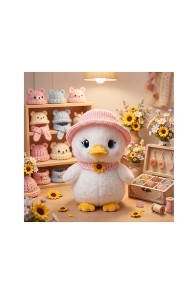 HEDİYEVİM Şapkalı Civciv Peluş Pembe 27CM