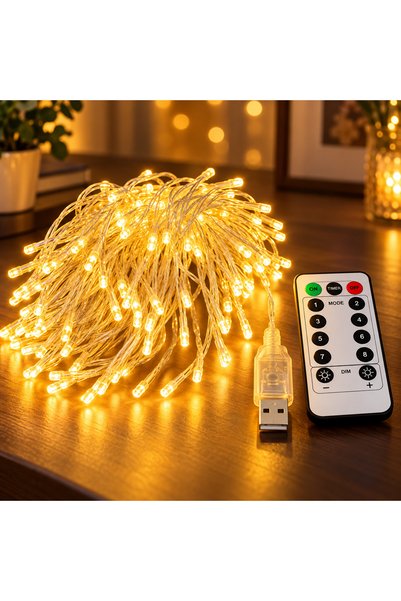 YDGR 3x3 Metre Kumandalı LED Perde Işık USB Girişli 8 Modlu Gün Işığı Dekoratif Aydınlatma