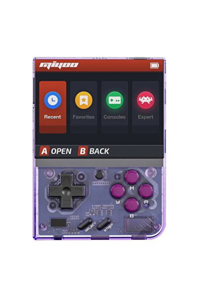 MIYOO Consolă de jocuri Mini Plus, culoare violet transparent, portabilă, sup...