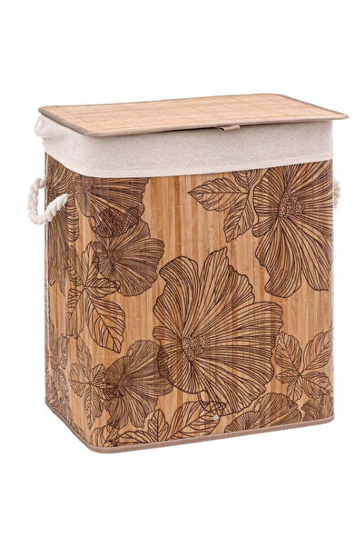 5five Simple Smart Coș de rufe 5Five Blackflora, din bambus, 60 litri, 42x31x...