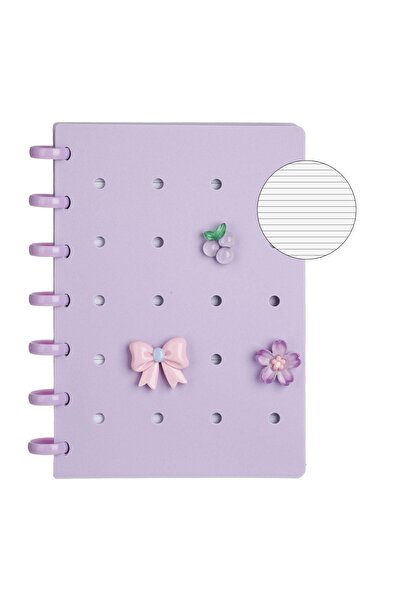 OEM Carnetel Notite B6 cu Spirala Lila si 3 Charms - 80 file, notite zilnice ...