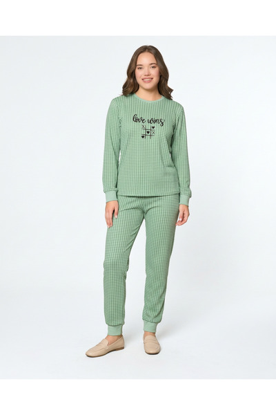 ROYAM Modalove Women's Report Interlock Fabric Winter Long Sleeve Pajama Set ...