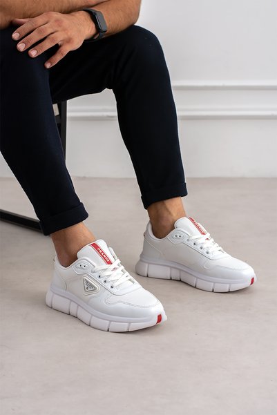 Victoris Volt Men's White Genuine Leather Lace-Up Sneaker High-Segment Sole S...