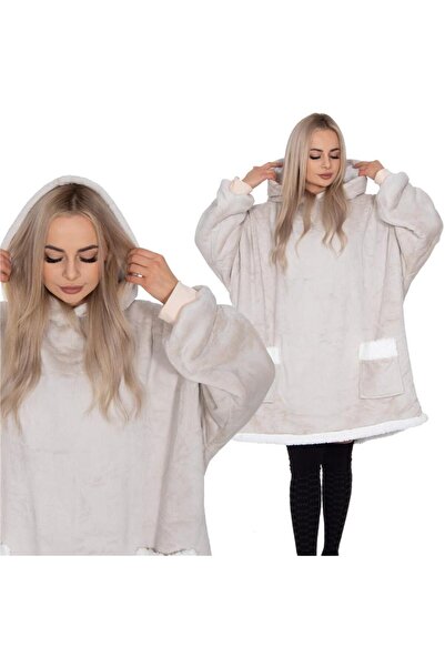 MyOfficeShop Hanorac-pătură supradimensionat, din fleece moale, cu glugă și b...