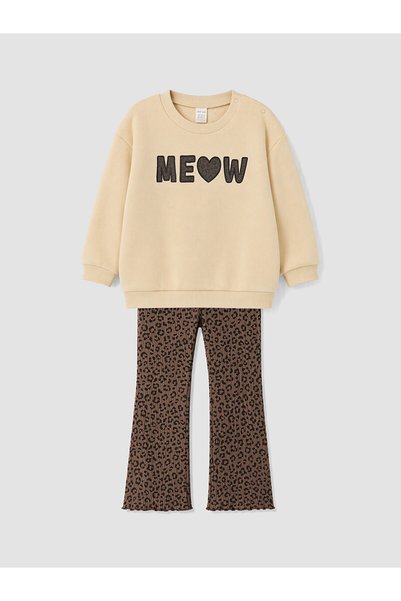 LC Waikiki Özmarka New Season Beige Patterned Baby Girl Set