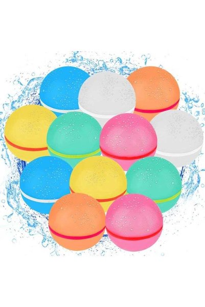 Arabest 12Pcs Reusable Silicone Water Balloons, Self‑Sealing Water Splash Bal...