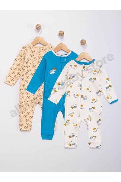 AlihanCo Baby Store %100 Pamuk 3'lü Patiksiz Bebek Tulum
