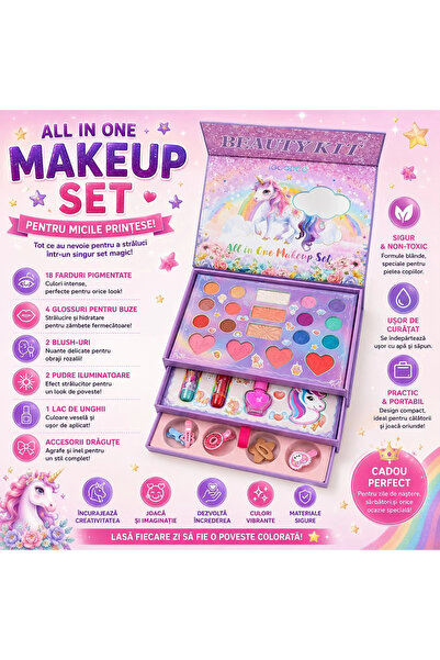 Generic Brand Trusă de Machiaj All in One pentru Copii cu Unicorn, Set comple...