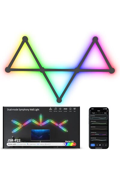 GENERAL أشرطة إضاءة ذكية للجدران، أشرطة إضاءة LED RGB تعمل بالواي فاي، أكثر م...