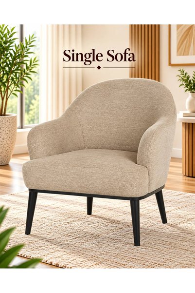TrentonGCC Modern Single Sofa Armchair with Curved Backrest and Comfortable C...