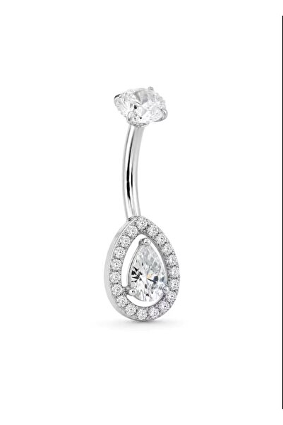 Funny Party Shop Piercing pentru buric din Titan F136, argintiu, cu cristale ...