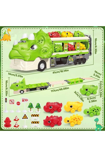 NO BRAND MAȘINUȚĂ CU LUMINI, DINOZAUR, CAMION DE TRANSPORT, SET – JUCĂRIA IDE...