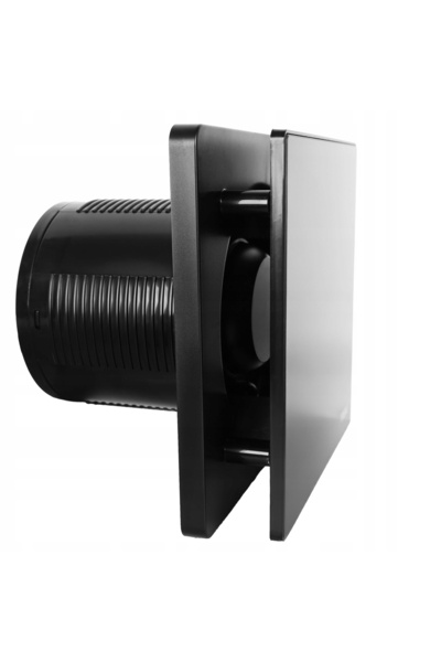 Eberg Ventilator de baie EVO 100 B negru lucios din sticlă + clapetă
