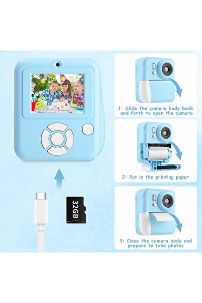 NO BRAND Cameră instantanee modernă, cadou ideal pentru copii, 1080P, 32GB