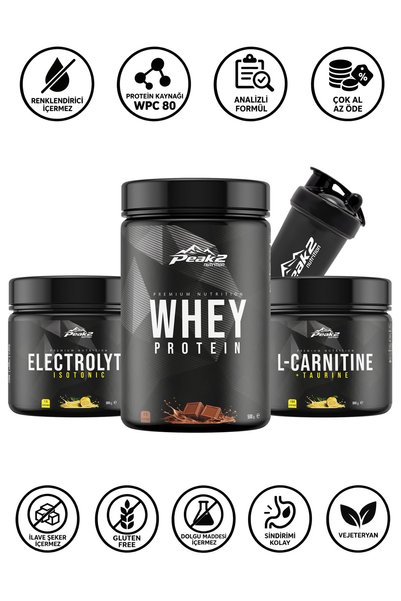 Peak2 Yağ Yakım Paketi 1 - 1 Adet Whey Protein 500 Gr Çikolata + 1 Adet L-Kar...