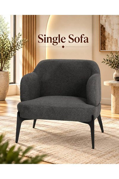 TrentonGCC Modern Single Sofa Armchair with Rounded Backrest, Wide Cushioned ...