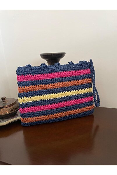 ELİŞİ MODA Handmade Colorful Clutch Bag, Handbag, Zippered, Lined