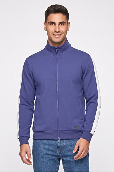 The Giving Movement Men Mock Neck Brand Logo Long Sleeve Sweatshirt, Blue