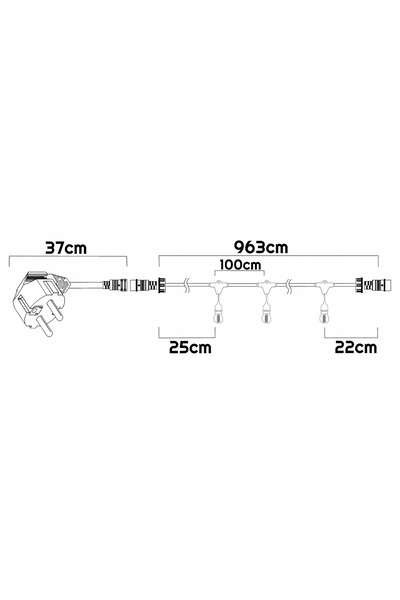 BERGE 10m 11xE27 Ghirlandă luminoasă LED de exterior, set complet cu becuri, ...
