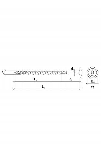 Klimas Wkret-Met Șurub pentru lemn cu cap cu șaibă și locaș TX 8x300 mm 50 bu...
