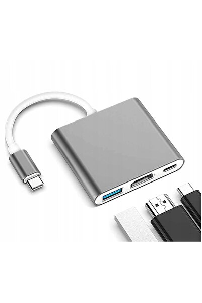 NO BRAND Adaptor, 3 în 1, USB tip C, pentru HDMI, Gri Spațial, Co2