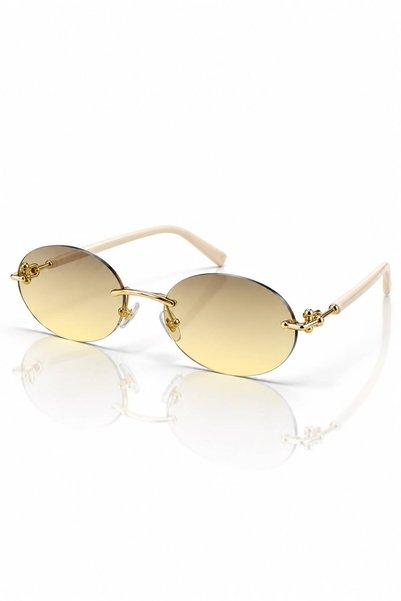 Nilu Moda Premium Gold Detaylı Çerçevesiz Kahverengi UV400 Kadın Güneş Gözlüğ...