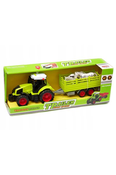 Dromader TRACTOR CU REMORCĂ LUMINI SUNET FERME CAL VACĂ