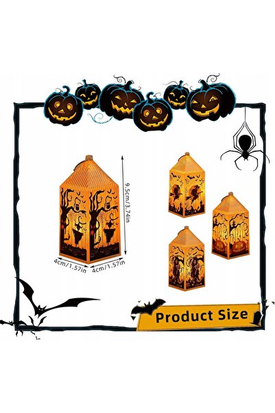 NO BRAND LAMPIONURI DECORATIVE CU LUMÂNĂRI, 4 BUCĂȚI PENTRU HALLOWEEN – DECOR...
