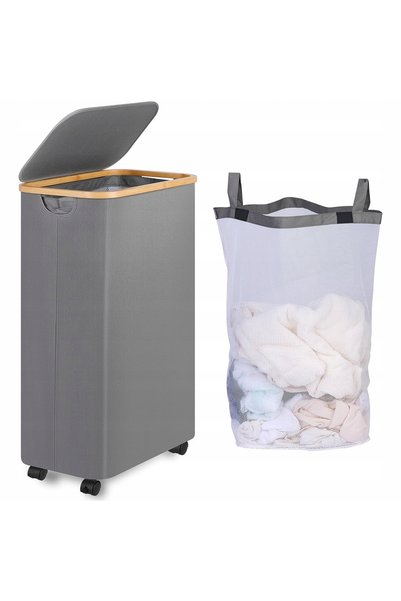 NO BRAND Coș de rufe cu roți, cu o capacitate de 75 de litri, cu sac interior...
