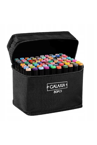Galaxia Markere Alcoolice FLAMASTRY PISAKI cu Vârf Dublu PRO + Geantă, Set 80...