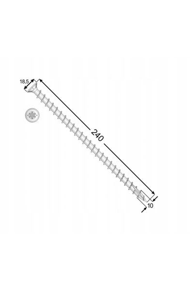 Domax Șuruburi de tâmplărie pentru lemn 10x240mm, filet complet, conice, 50 b...
