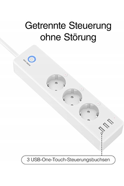 NO BRAND Prelungitor inteligent Wi-Fi cu 3 prize AC și 3 porturi USB
