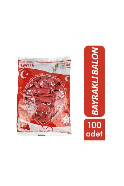 Ethab Ticaret GLBL-TSTİL4136 بالونات بعلم تركيا - عبوة من 100 قطعة - مقاس 12 ...