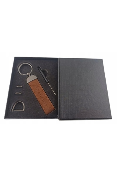 Citroen Breloc din piele Alcantara, bronz + cutie